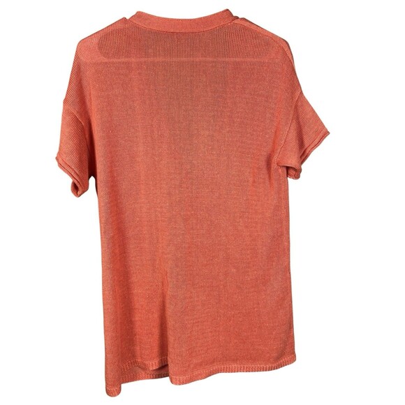 J Jill 100% Linen Cardigan Sweater Petite Small Coastal‎ Beachy Bamboo Orange - Picture 9 of 11